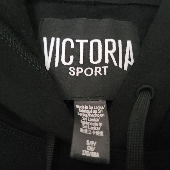 NWOT•Victoria's Secret Sport Sleeveless Tunic Razorback Hoodie•Black&Pink•Small - Picture 4 of 9